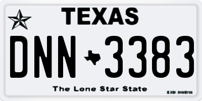 TX license plate DNN3383