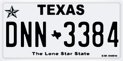 TX license plate DNN3384