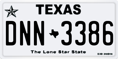 TX license plate DNN3386