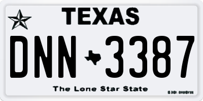 TX license plate DNN3387