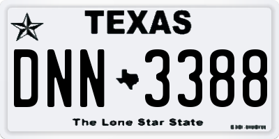 TX license plate DNN3388