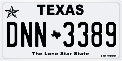TX license plate DNN3389