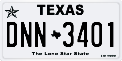 TX license plate DNN3401