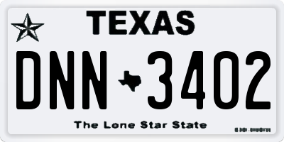 TX license plate DNN3402