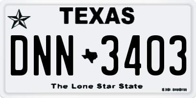 TX license plate DNN3403