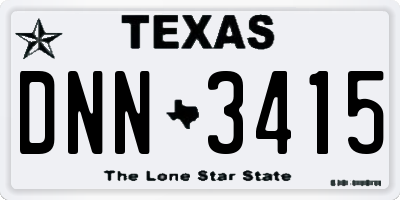 TX license plate DNN3415
