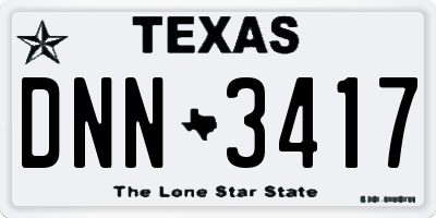TX license plate DNN3417