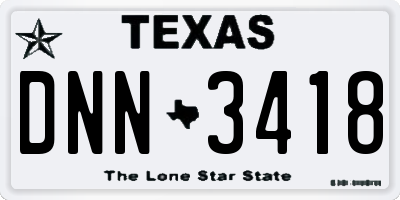 TX license plate DNN3418