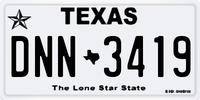 TX license plate DNN3419