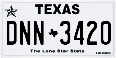 TX license plate DNN3420