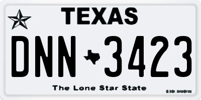 TX license plate DNN3423