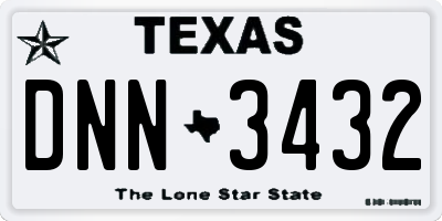 TX license plate DNN3432