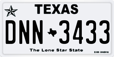 TX license plate DNN3433