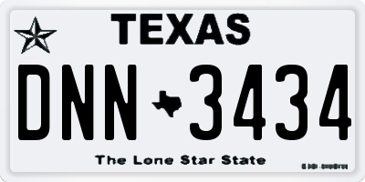 TX license plate DNN3434