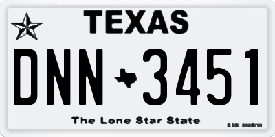 TX license plate DNN3451