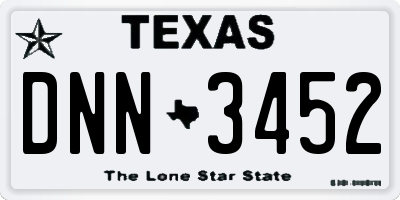 TX license plate DNN3452