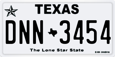 TX license plate DNN3454
