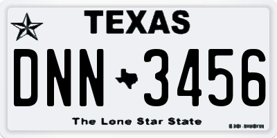 TX license plate DNN3456