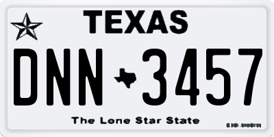 TX license plate DNN3457