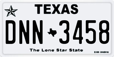 TX license plate DNN3458