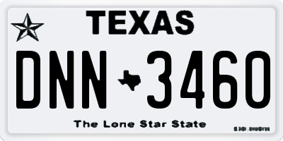 TX license plate DNN3460