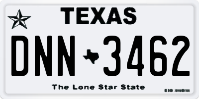 TX license plate DNN3462