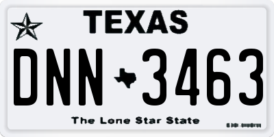 TX license plate DNN3463