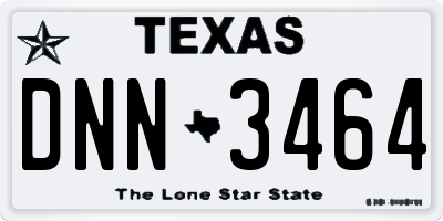 TX license plate DNN3464