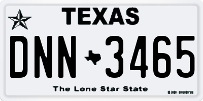 TX license plate DNN3465