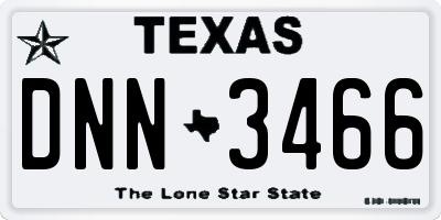 TX license plate DNN3466
