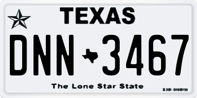 TX license plate DNN3467