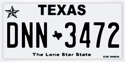 TX license plate DNN3472
