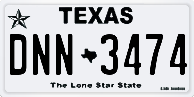 TX license plate DNN3474