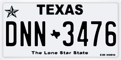 TX license plate DNN3476