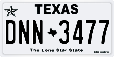 TX license plate DNN3477