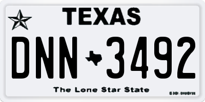 TX license plate DNN3492
