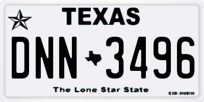 TX license plate DNN3496