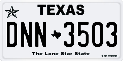 TX license plate DNN3503
