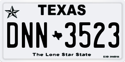 TX license plate DNN3523