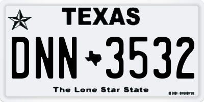 TX license plate DNN3532