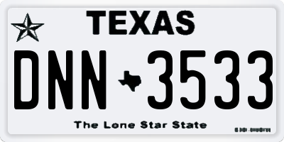 TX license plate DNN3533