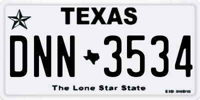 TX license plate DNN3534