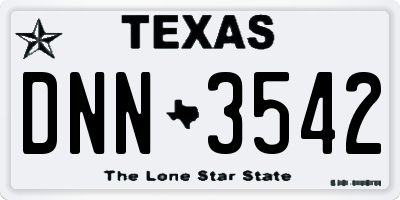 TX license plate DNN3542