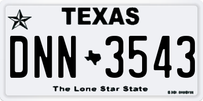 TX license plate DNN3543