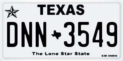 TX license plate DNN3549