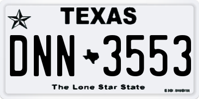 TX license plate DNN3553