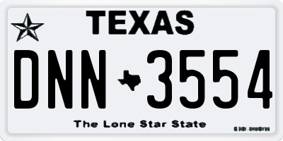 TX license plate DNN3554