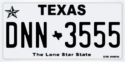 TX license plate DNN3555