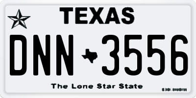 TX license plate DNN3556
