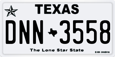 TX license plate DNN3558